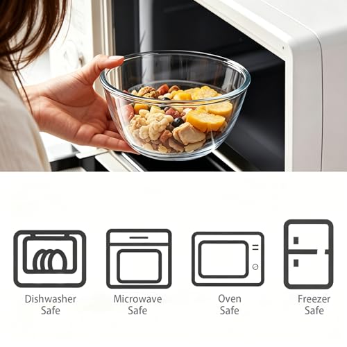 Set de 3 tazones de vidrio con tapas de 4.75QT, 2.85QT y 1.1QT miniatura 5