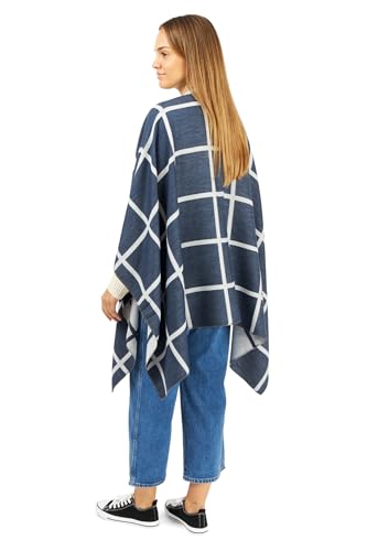 Image of Women's Shawl Wrap Poncho Ruana Cape Cardigan Sweater Open Front for Fall Winter Spring