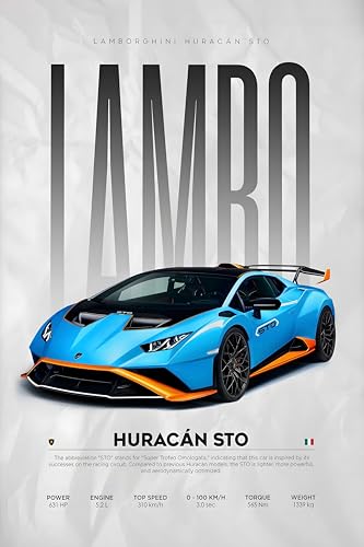 Image of Fit-in Trends Car Poster For Wall Boys Room|Super Car Poster Stickers | Gifting Ideas For Men Boys Car Lover's | Wall Art For Living room, Office, Dining Room| A4 Size Wall Art(Lambo)