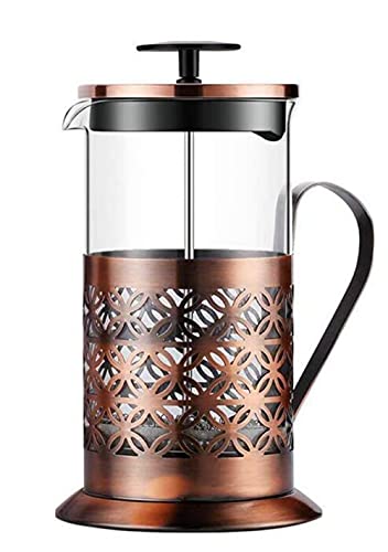 French Press Coffee Maker Stainless Steel Cafetiere Glass Jug, Stainless Steel Coffee Plunger Filter, Manual Coffee Maker Copper Finish, Coffee Press,-350ML
