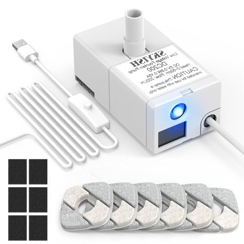 Cat Water Fountain Pump for 50oz 95oz Fountain Ultra Quiet USB Cable LED Light and 6 Pack Pet Fountain Filters