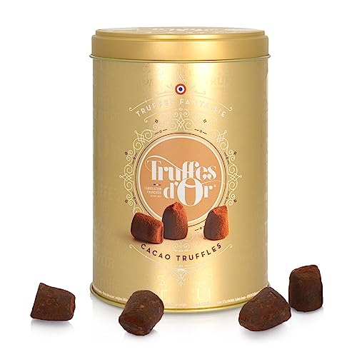 Mathez Truffes Fantaisie - Schokoladentrüffel bestäubt mit Kakaopulver in goldener runder Dose - 500g