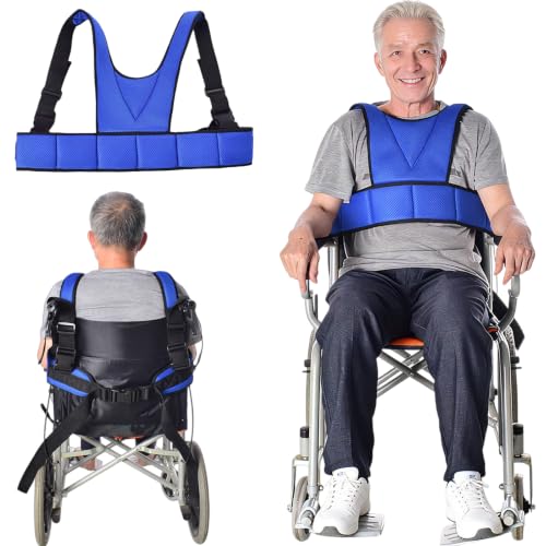Image of Wheelchair Seat Belt,Wheelchair Harness for Adults,Torso Support Vest Restraint with Adjustable Straps,Suitable for Dementia Patients,The Elderly,Pregnant,Paralyzed(Blue)