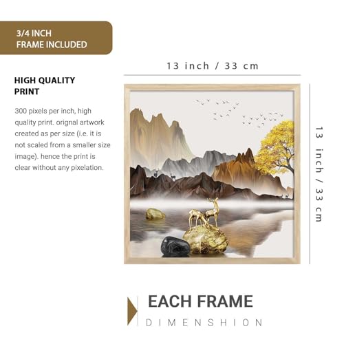 Image of kotart Aesthetic Modern Wall Decor Paintings with Frame for Home Decoration - Painting for Living Room Bedroom - Painting for Wall Decoration Set of 4 (Art 5, Big (13x17 or 13x13 inch))