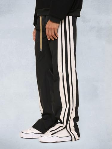 ZAFUL Mens Casual Joggers Sweatpants Drawstring Color Block Side Stripes Slit Wide Leg Loose Flare Fit Pants2