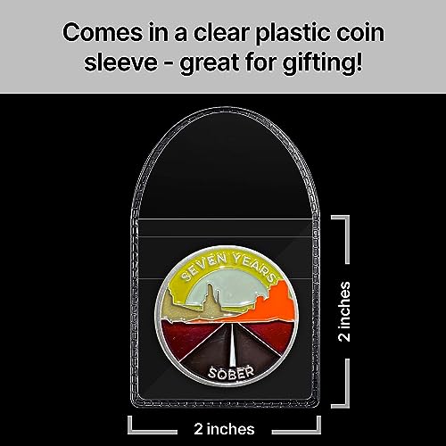 Image of The Achieve Mint 7 Years Sober Token | Seven Years Sober Chip | Non-AA Gift, Non-Religious Medallion for Women and Men Celebrating Sobriety