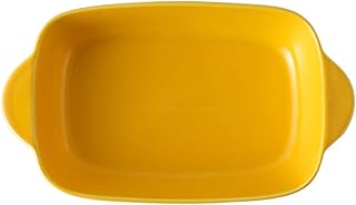 Binaural Ceramic Baking Pan for Household Ovens Breakfast for Casserole Cake Dinner Kitchen Banquet and Daily Use Tableware,Yellow