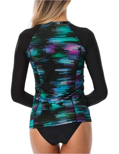 Women’s Long Sleeve Rash Guard Swimsuit with Zipper for Swimming and Beach Activities2