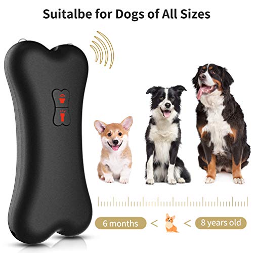 Petacc Anti Barking Device, Ultrasonic Dog Barking Control Deterrent for Dog Walking Training Outdoor, 16ft Control Range Rechargeable Bark Stopper with LED Light (Black)