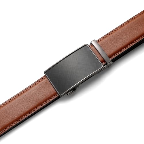 Image of Founders & C Men's Ratchet Belt 1 3 /8 inch,Leather Dress Belt Adjustable with Click Sliding Buckle Trim to Exact Fit