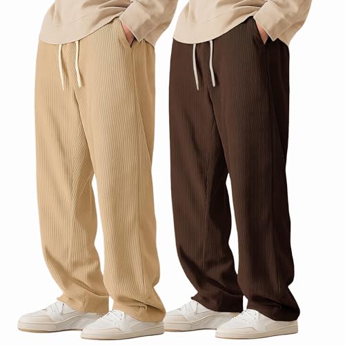 Image of Preneum Men Mid Rise Poly Cotton Loose Fit Trouser || Korean Style Travel & Lounge Wear with Pockets (Available in Plus Size)