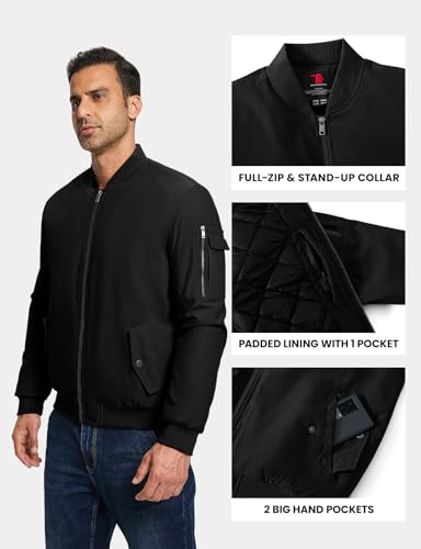 TBMPOY Men's Fall Jacket Winter Windbreaker Bomber Zip Up Padded Softshell Warm Windproof Casual Coat4