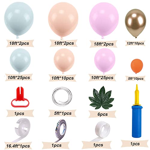 Balloons for Parties,Garland Latex Balloon Arch Ganland Kit 92 Pieces Grayd | Pink | Gold | Orange | Dusty Pink Balloons for Baby Showers, Weddings, Graduations, Corporate Events, Engagements