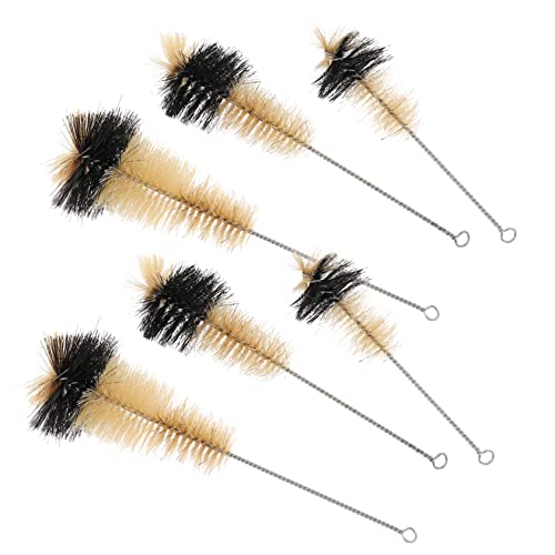 NOLITOY 6Pcs Flask Brush with Ergonomic Iron Handle for Lab Chemical Equipment Durable Pig Hair Bristles for Removal Science