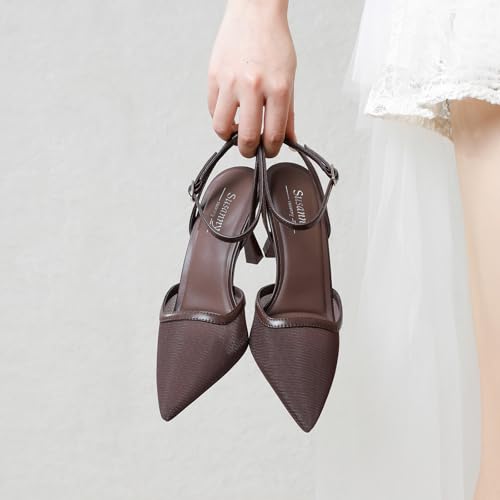 Image of Susanny Heels for Women Stiletto Closed Pointed Toe Backless Dress Shoes High Heels Sexy Kitten Pumps Wedding Guest Party Dance Prom Dressy Comfort Shoes