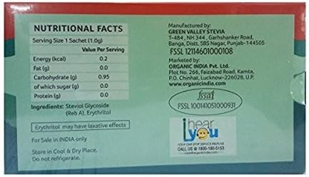 A TATA Product - Organic India Stevia Powder - 25 sachets (Pack of 6), Plant Based, Natural Sweetener, Zero Calories, Low Glycemic Index, No Aftertaste