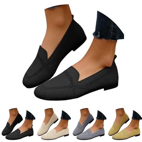 Women's Ballet Flats Shoes Women's Lightweight Knitted Loafer Comfortable Casual Dressy Mesh Slip-On Ballerina Walking Shoes4