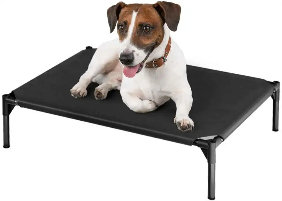 Cama Pet Elevada Montável Para Cachorro Pequeno E Médio Porte Portátil com Estrutura Reforçada (PRETA)