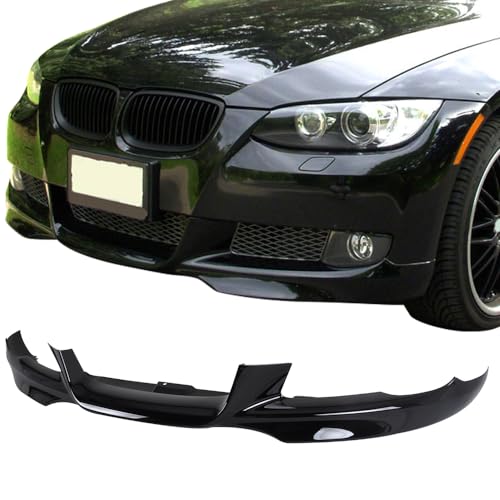 IKON MOTORSPORTS, Front Bumper Lip Compatible with 2007-2010 BMW E92 E93 3-Series Coupe Convertible, Air Dam Chin Splitter M-Tech Style PP Polypropylene Painted #668 Jet Black, 2008 2009