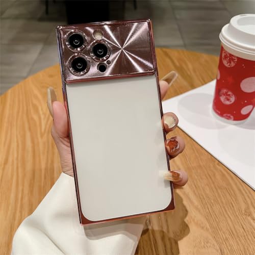 Coque de luxe avec protecteur d'objectif d'appareil photo pour iPhone 14 Pro LVTFCO rose