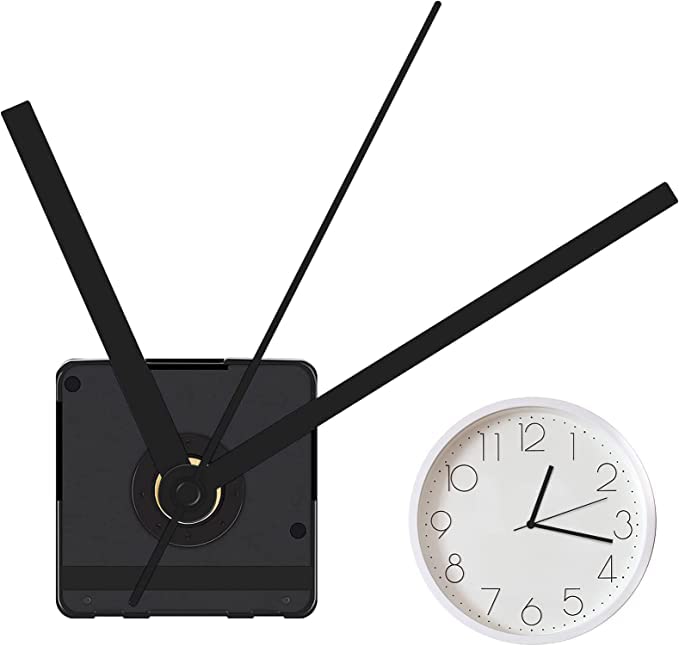 zhibeisai Silent Quartz Clock Mechanism Kit, Long Shaft Wall Clock Motor Movement Repair Parts, Quartz Clock Movement Kit for DIY Crafts, Black Hands, Suitable for 8-12 mm Maximum Dial Thickness