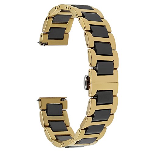 TRUMiRR 22mm Ceramic Watch Band Quick Release Strap All Links Removable for Samsung Gear 2 R380 R381 R382,Galaxy Watch 46mm,Gear S3 Classic/Frontier,Moto 360 2 46mm,Asus ZenWatch 1 2 Men