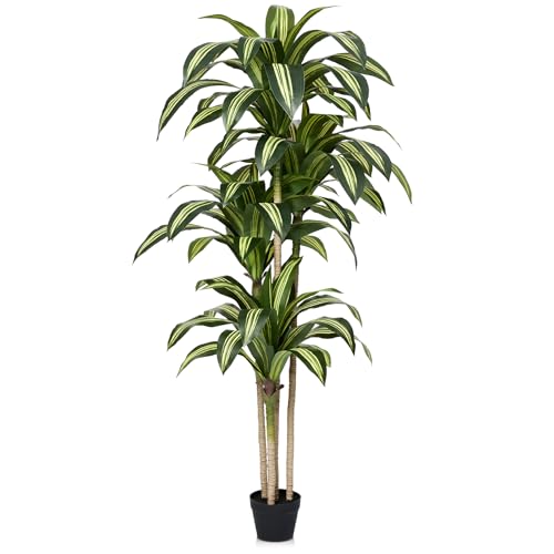 VeriNatural Artificial Dracaena Tree 6FT - Tall Faux Floor Plant with UV-Resistant,Artificial Plants...