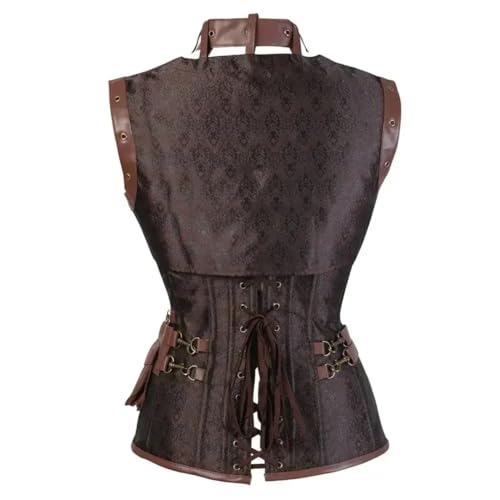 Women Steampunk Pirate Corset Gothic Leather Bustier With Jacket Belt Victorian Corset Halloween Costume steampunk buy now online