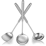 Berglander Wok Spatula Set, Stainless Steel Kitchen Cooking Utensils - 17' Wok Tools: Spatula, Ladle, Skimmer