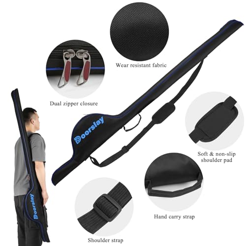 doorslay Fishing Rod Bag, 63 Inch Fishing Rod and Reel Protective Case, Portable Folding Fishing Pole Case, Fishing Tackle Storage Bags Carry Organizer Outdoor Waterproof for Fishing - Thumbnail 3
