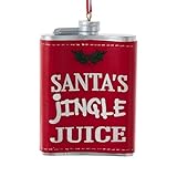 Kurt Adler Santa's Jingle Juice Flask Ornament, 3.25", Festive Red Resin, D4477