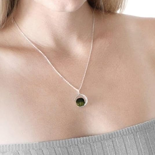 Real Crystal Moldavite Pendant Necklace – Handmade Premium 925 Sterling Silver | Unique Stylish Moldavite Pendant | Tektite Healing Stone Moldavite Jewelry | Gift for Her & Him4
