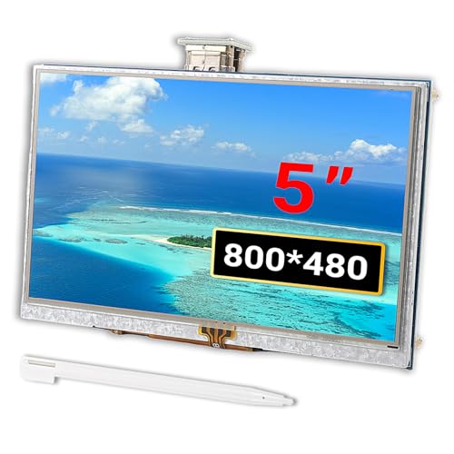 Image of 5 Inch HDMI Resistive Touch Screen TFT LCD Display, HD 800x480 LCD Display with HD Adapter, Touch Pen, Compatible with Raspberry Pi 5 /4 /3 /2B /Zero, Banana Pi, Jetson Nano, Windows 11 /10 /8 /7