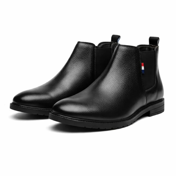 Image of Chelsea Boots for Men Wrinkle Free Smooth Upper Slip On Ankle Boots, Classic Black Stylish Boots for Casual, Party & Office Outfits