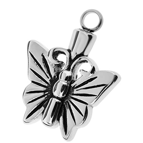 Esquirla Pingente de aço inoxidável com suporte de cinzas borboleta para urna memorial cremação joia