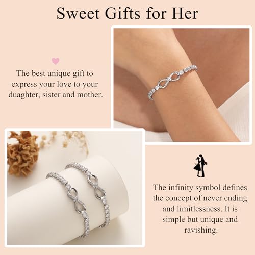 Christmas Stocking Stuffers Infinity Bracelets for Women Teen Girl Gifts Trendy Stuff Birthday Gifts for Mom Daughter Sister Adjustable Heart Rose Cross Tennis Bracelets Graduation Anniversary Jewelry4