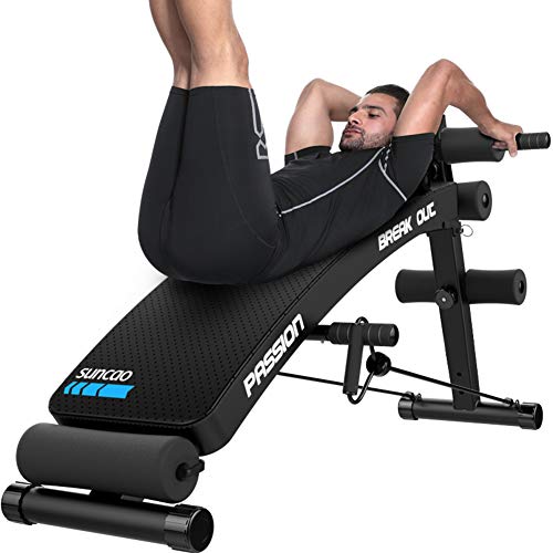 Ccsu Home Gym Weight Bench With Booster Pull Ropes,Adjustable Incline Decline Bench Press,Utility Sit Up Bench Board Full Body,Foldable Ab Bench Black #TOP3
