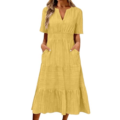 Robe d'été élégante grande taille à volants et manches bouffantes