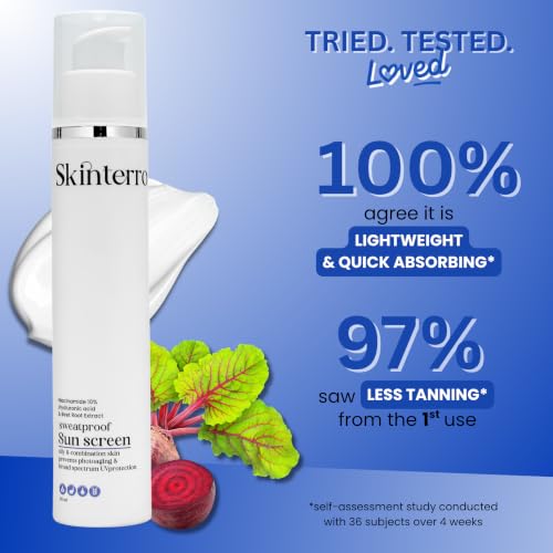 Image of Niacinamide 10% Hyaluronic Acid & Beet Root Extract Sweatproof Sunscreen SPF 50 PA+++ for | For All Skin Types | Broad Spectrum UV Protection Lightweight Daily Sun Care | 50 ml