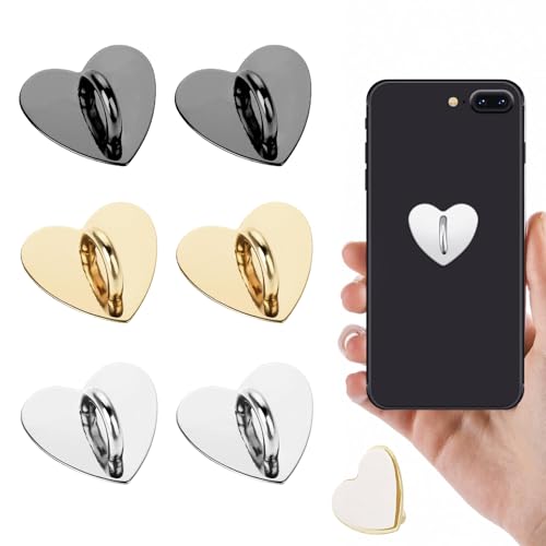 NATOSU 6 Stück Handyhalter in Herzform, Handyring, Selbstklebender Handyhaken, Handyanhänger, Haken für Handy, Tablet, DIY-Zubehör NATOSU 6 Stück Handyhalter in Herzform, Handyring, Selbstklebender Handyhaken, Handyanhänger, Haken für Handy, Tablet, DIY-Zubehör
