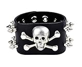 Spikes With Large Skull Quality Leather Wristband 2' Wide
