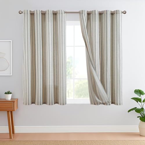 Draperies interieurs effet lin beige de haute qualité
