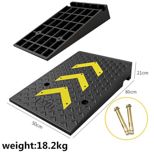 Rampas de borde de acera de caucho para entrada de vehículos, rampa umbral resistente antideslizante con estructura de rejilla estable, para automóviles, sillas de ruedas, bicicletas y motocicletas (50x80x21 cm) miniatura 4