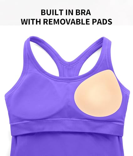 Image of ATTRACO Ribflex Ribbed Workout Crop Tops with Built in Bra for Women Yoga Racerback Tank Top Slim Fit