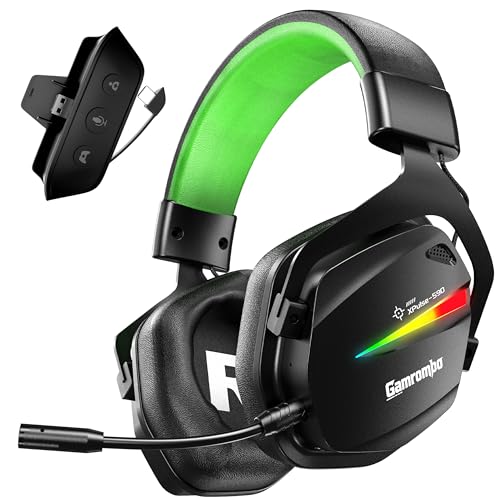 Gamrombo Wireless Gaming Headset for Xbox with Game/Chat Audio Balance, Gaming Headset with Mic Mute, 3D Surround Sound, Bluetooth Headset Works with PS5, PS4, Mac, PC, Detachable Microphone