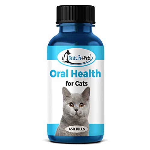 Oral Health for Cats Dental Treatment - Natural Stomatitis and Gingivitis Solution is Highly Effective for Feline Mouth Issues Including Tartar and Inflammed Gums - Easy to Use (450 pills)