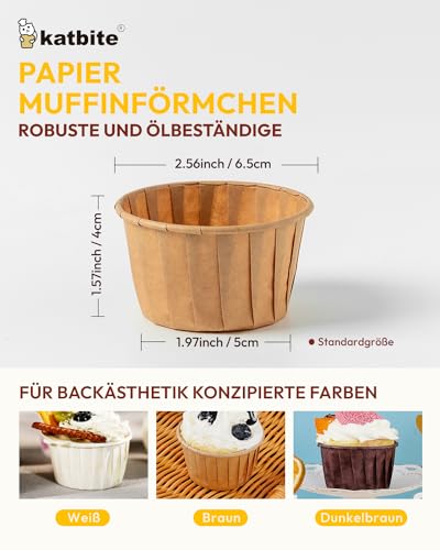Foto von Katbite 150 Muffinförmchen Papier Cupcake Förmchen Weiß Braun Dunkelbraun
