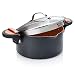 Gotham Steel Pasta Pot with Patented Built in Strainer with Twist N’ Lock Handles, Nonstick Ti-Cerama Copper Coating by Chef Daniel Green, 4 Quart