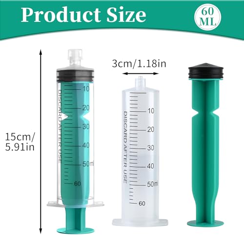 3 Stück Spritzen 60ml Kolostrum Große Spritze, Einwegspritze ohne Nadel Plastikspritze Luer-Lock Einzeln Verpackt Syringe, Dosierspritze für Labore, Flüssigkeitsmessung, Fütterung Haustiere