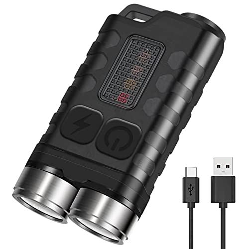 BORUIT V3 Mini Powerful Torch LED Super Bright 900LM with UV Red Blue Light,USB-C LED Rechargeable Small Pocket Keychain Torch,IP65 Waterproof 12 Modes Keyring Torch Flashlight with Magnet (Black)